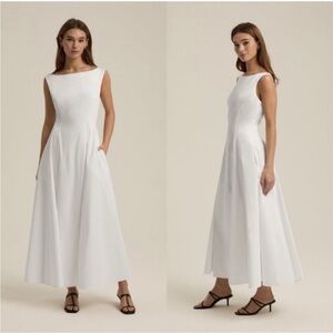 NEW FAVORITE DAUGHTER Catherine White Cotton Flare Maxi Dress Size Small